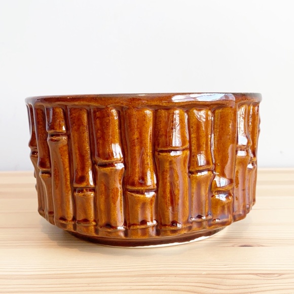 Vintage Brush Pottery Bamboo 7 inch planter USA